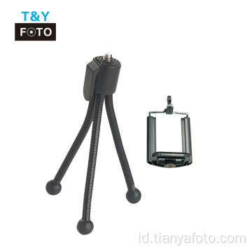 Tripod meja mini fleksibel dengan klip ponsel